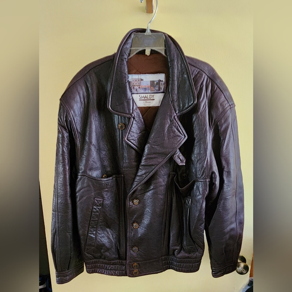 Smalby Italian Made Leather Men Jacket Coat.